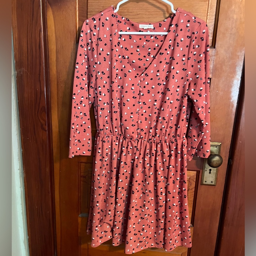 Copper Key dress floral elastic waist XL